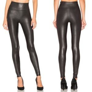 Spanx Women's Black High-Waisted faux leather Leggings size medium